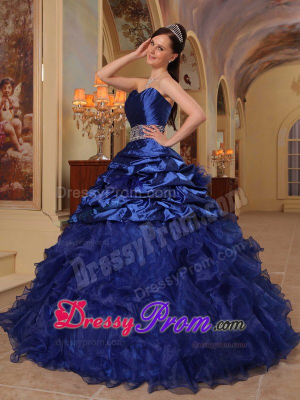 Beading and Ruffles Accent Sweet 15 Dresses in Royal Blue 2014