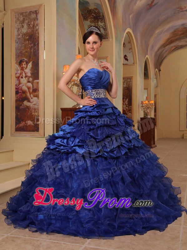Beading and Ruffles Accent Sweet 15 Dresses in Royal Blue 2014