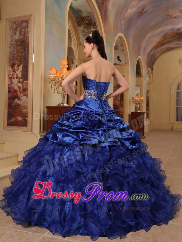Beading and Ruffles Accent Sweet 15 Dresses in Royal Blue 2014