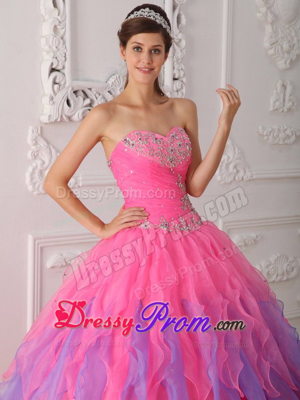 Beading and Ruffles Accent Sweet 15 Dresses in Pink and Lavender