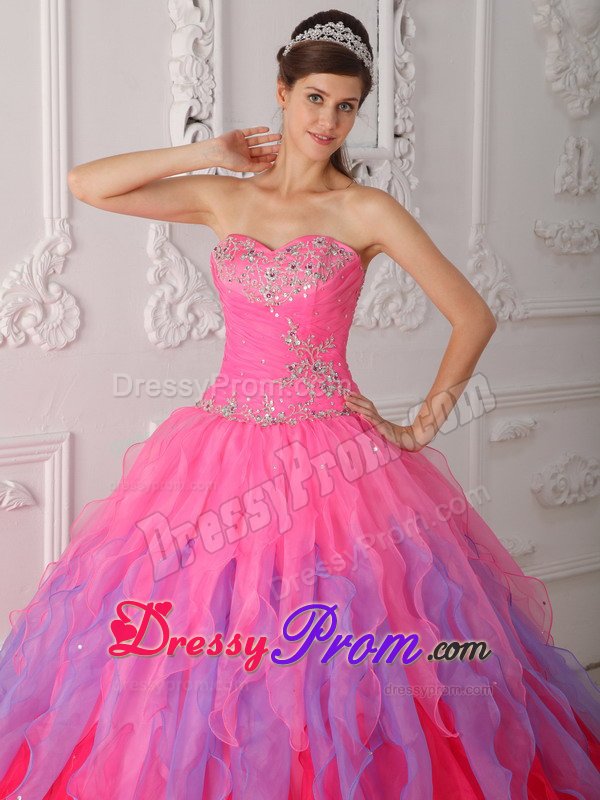 Beading and Ruffles Accent Sweet 15 Dresses in Pink and Lavender