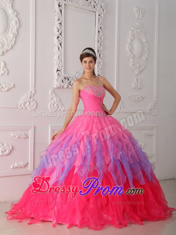Beading and Ruffles Accent Sweet 15 Dresses in Pink and Lavender