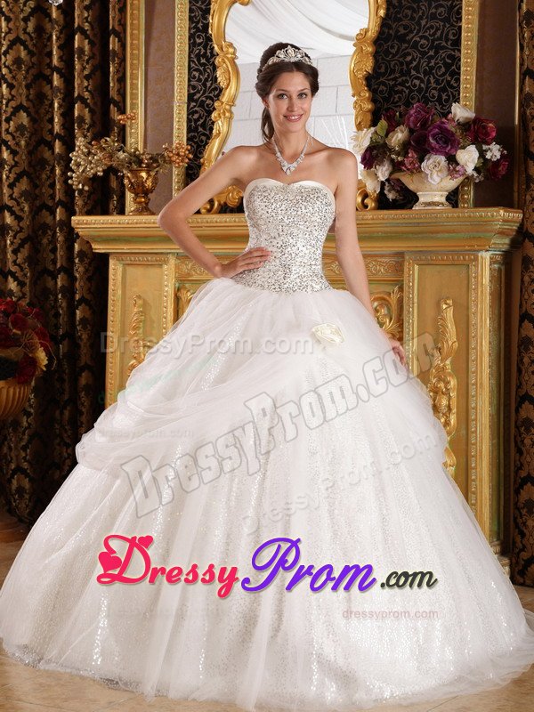 San Rafael CA Cheap White Tulle Sweet 15 Dresses with Beading