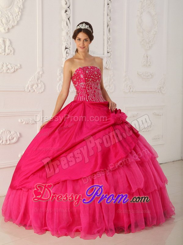 Beading and Ruffled Layers Accent Sweet 15 Dresses in Hot Pink