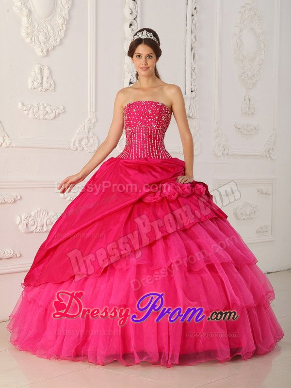 Beading and Ruffled Layers Accent Sweet 15 Dresses in Hot Pink