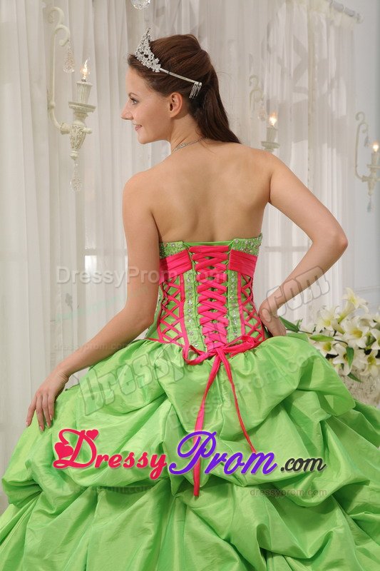 Beading and Pick ups Accent Quinceanera Gown in Spring Green