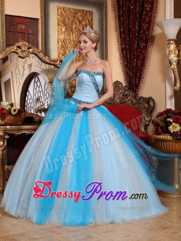 Beaded Light Blue Sweetheart Quinceanera Gown Dress Hot on Sale