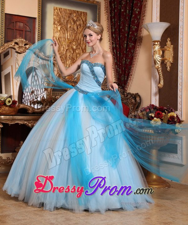 Beaded Light Blue Sweetheart Quinceanera Gown Dress Hot on Sale