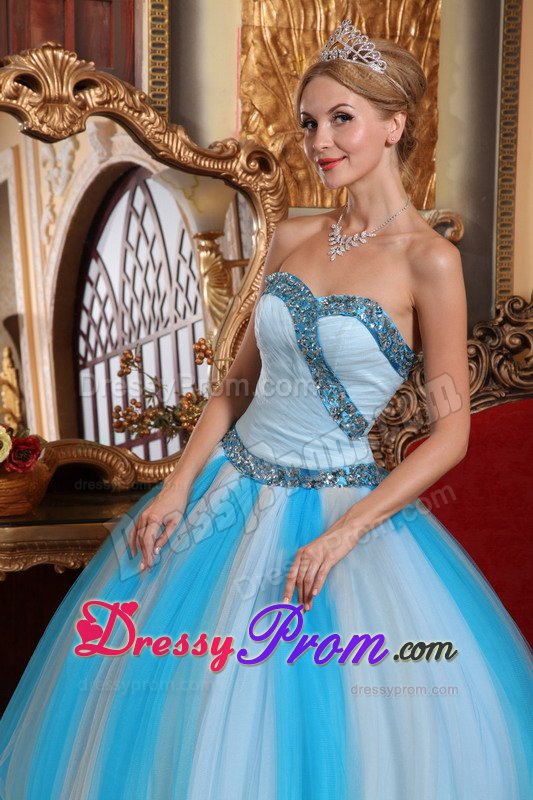 Beaded Light Blue Sweetheart Quinceanera Gown Dress Hot on Sale
