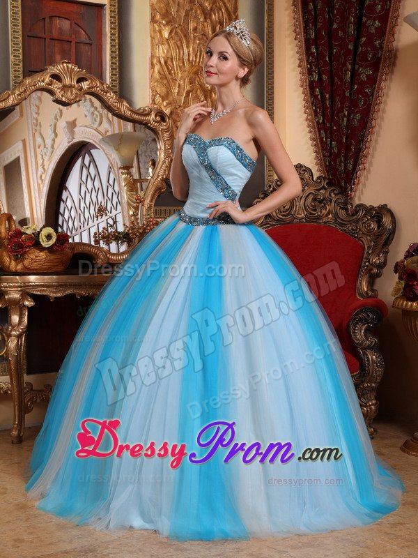 Beaded Light Blue Sweetheart Quinceanera Gown Dress Hot on Sale