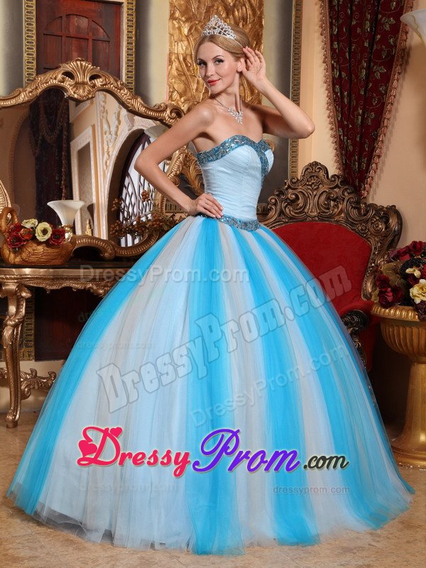 Beaded Light Blue Sweetheart Quinceanera Gown Dress Hot on Sale