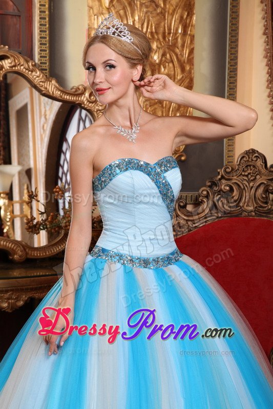 Beaded Light Blue Sweetheart Quinceanera Gown Dress Hot on Sale
