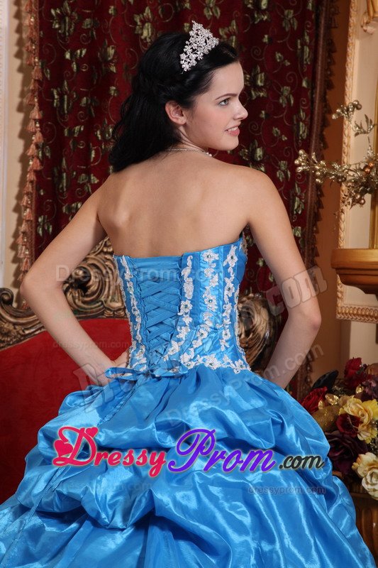 San Luis Obispo CA Appliqued Blue Quinceanera Gown Dress Pick ups