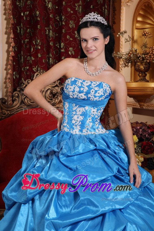 San Luis Obispo CA Appliqued Blue Quinceanera Gown Dress Pick ups