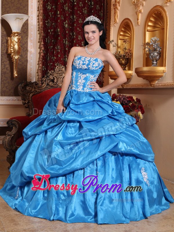 San Luis Obispo CA Appliqued Blue Quinceanera Gown Dress Pick ups