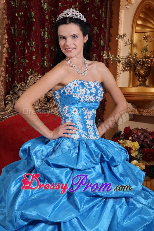 San Luis Obispo CA Appliqued Blue Quinceanera Gown Dress Pick ups