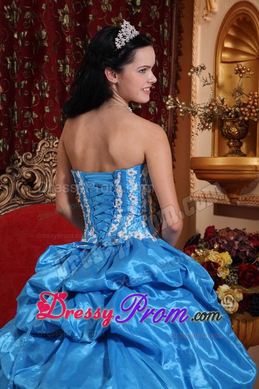 San Luis Obispo CA Appliqued Blue Quinceanera Gown Dress Pick ups