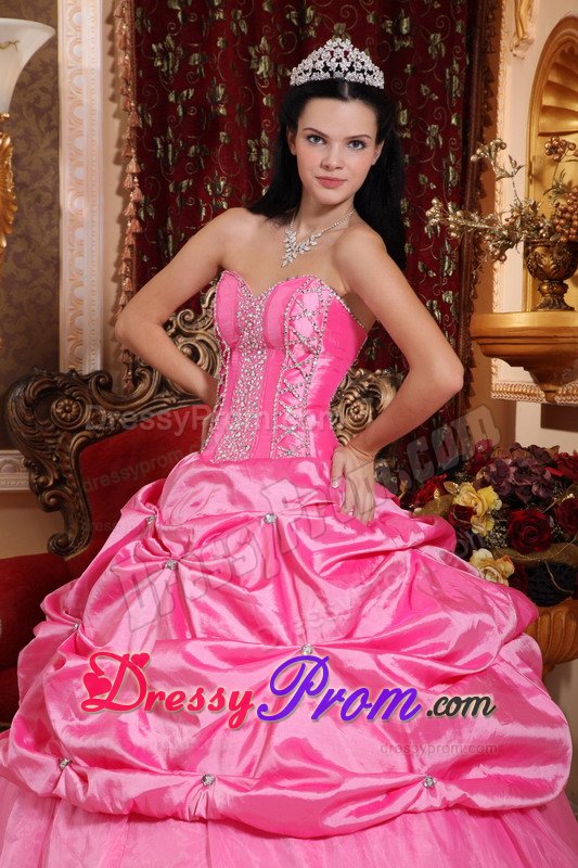 Beading and Pick ups Accent Quinceanera Dresses in Rose Pink