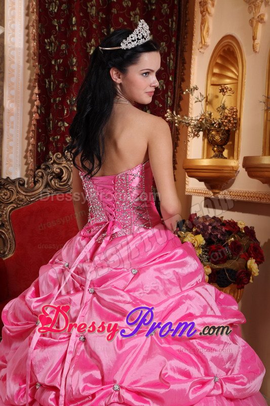 Beading and Pick ups Accent Quinceanera Dresses in Rose Pink