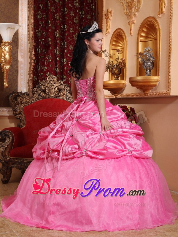Beading and Pick ups Accent Quinceanera Dresses in Rose Pink