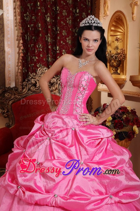 Beading and Pick ups Accent Quinceanera Dresses in Rose Pink