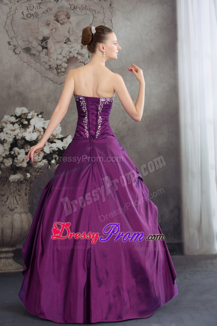 Beaded and Embroidered Sweetheart Quinceanera Gown in Purple