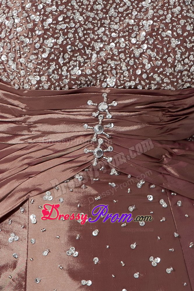 Strapless Beading Pick ups Floor Length Brown Quinceanera Gown