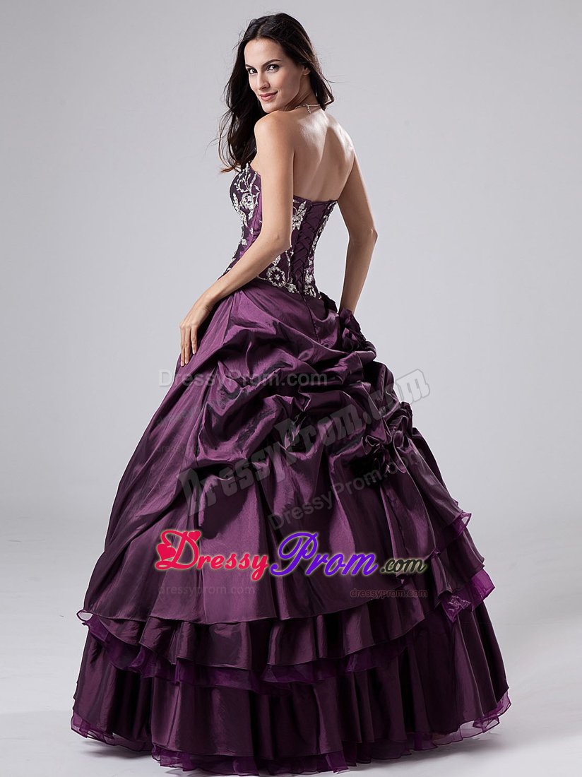 Salinas CA Flowers and Appliques Accent Purple Quinces Dresses