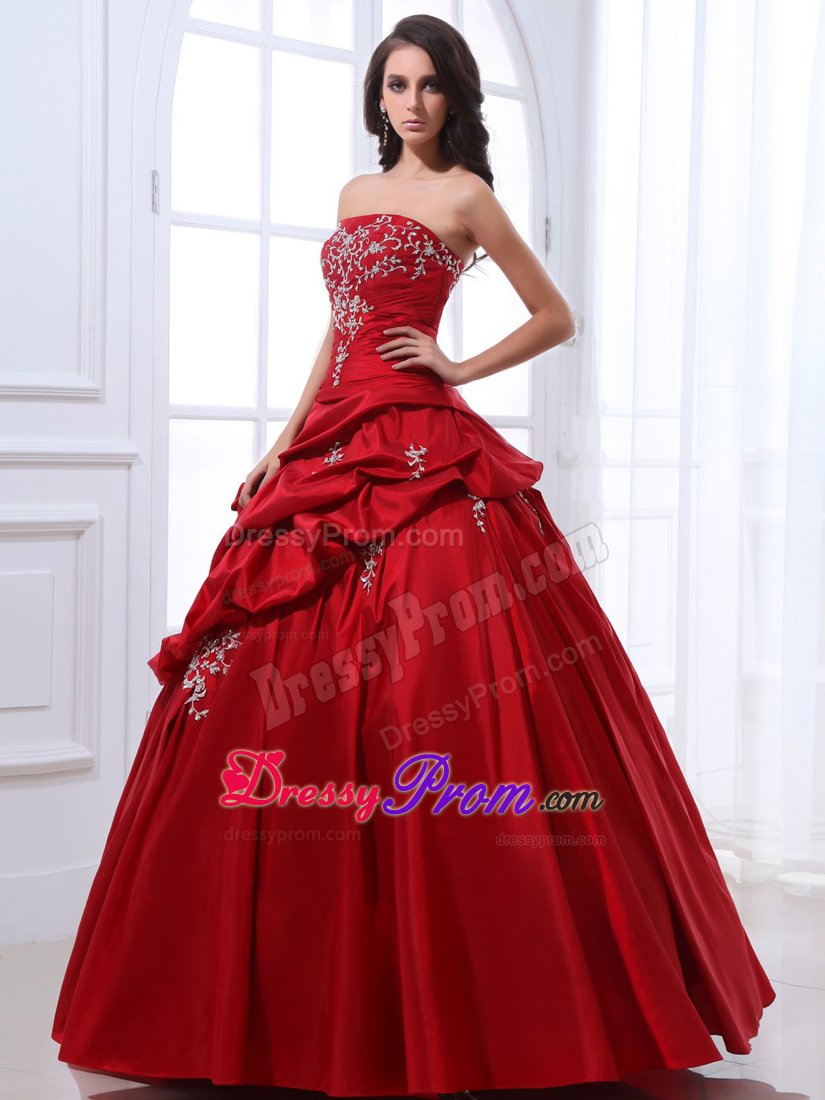 Appliques and Pick ups Accent Quinces Dresses in Wine Red 2014