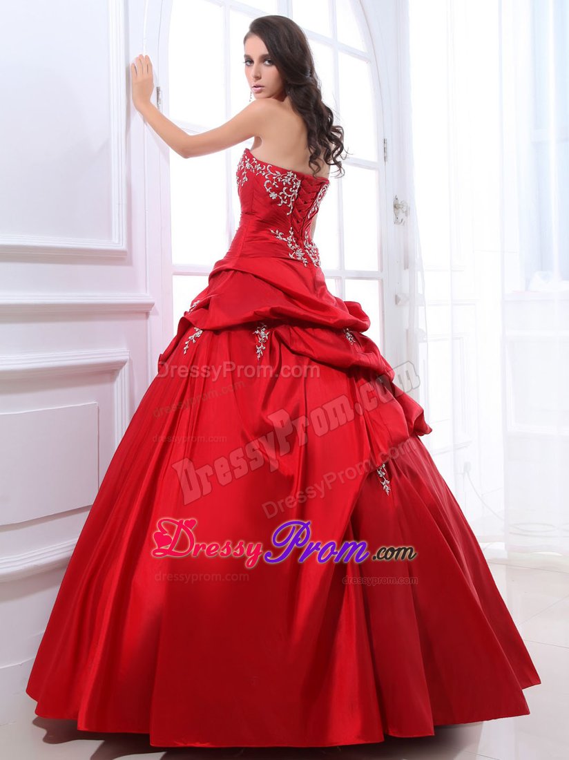 Appliques and Pick ups Accent Quinces Dresses in Wine Red 2014
