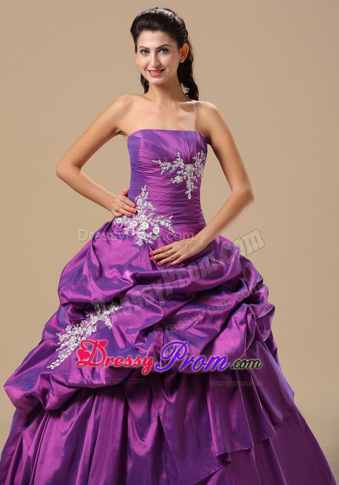 Appliques and Pick ups Accent Purple Taffeta Quinces Dresses