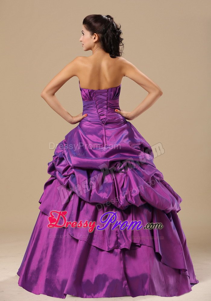 Appliques and Pick ups Accent Purple Taffeta Quinces Dresses