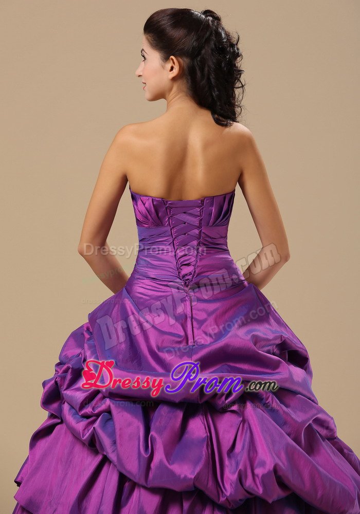 Appliques and Pick ups Accent Purple Taffeta Quinces Dresses