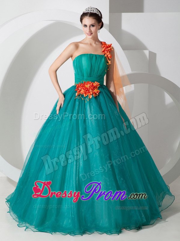 orange and teal dress