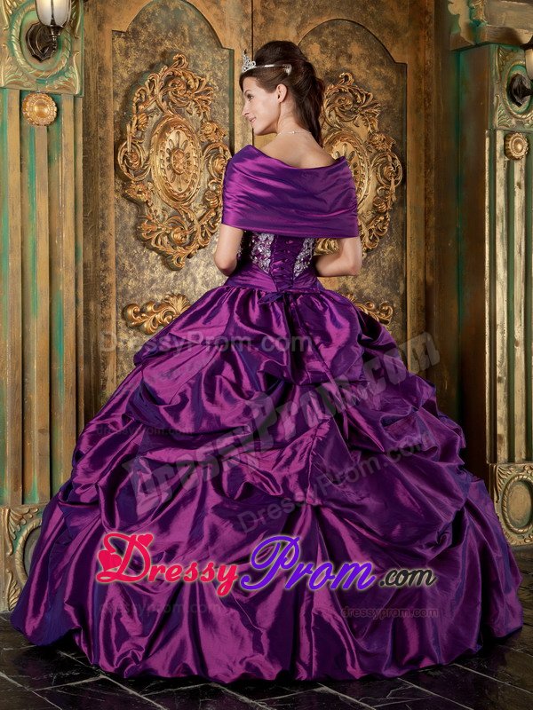 Appliques and Pick ups Quinceanera Dresses in Eggplant Purple