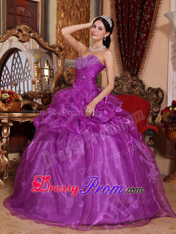Ruched and Beaded Lavender Quinceanera Dresses with Pick ups
