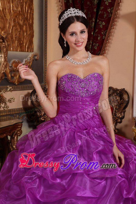 Ruched and Beaded Lavender Quinceanera Dresses with Pick ups