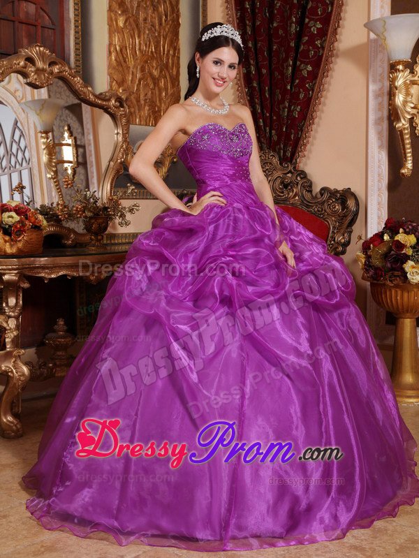 Ruched and Beaded Lavender Quinceanera Dresses with Pick ups