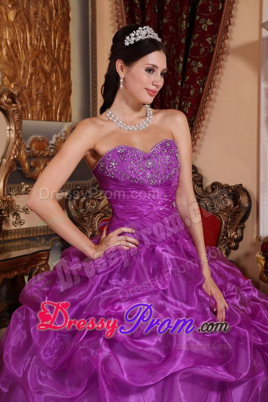 Ruched and Beaded Lavender Quinceanera Dresses with Pick ups