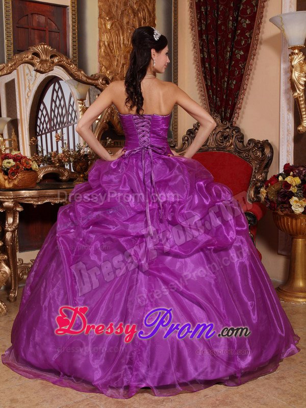 Ruched and Beaded Lavender Quinceanera Dresses with Pick ups