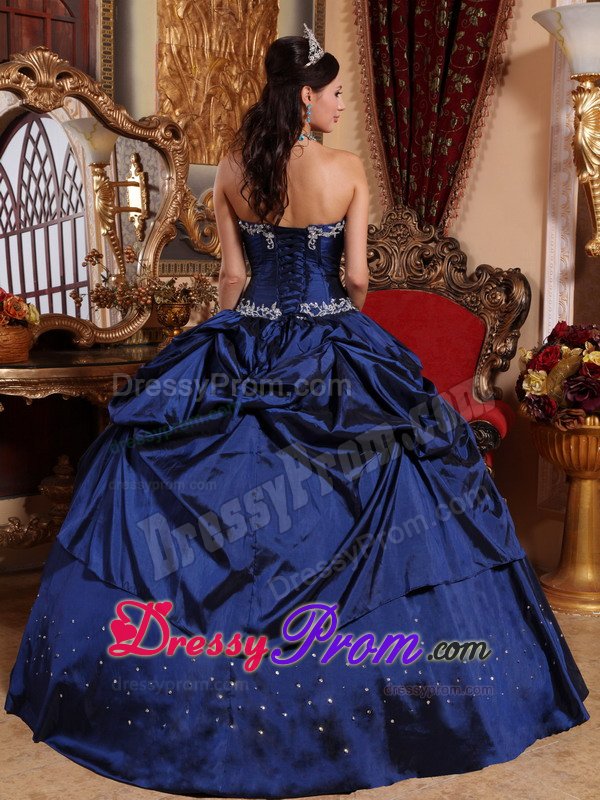 Appliques and Pick ups Accent Quinceanera Dresses in Navy Blue