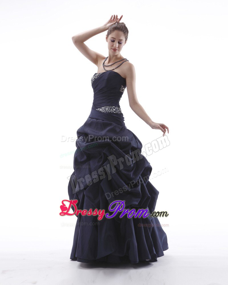 Beading and Pick Ups Accent Prom Party Dress in Navy Blue 2014