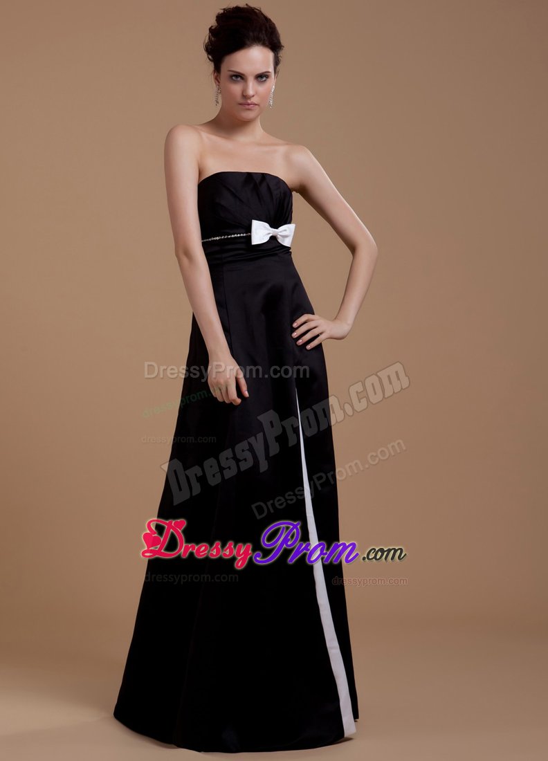Black Floor Length Prom Celebrity Dress with Bowknot and Ruches