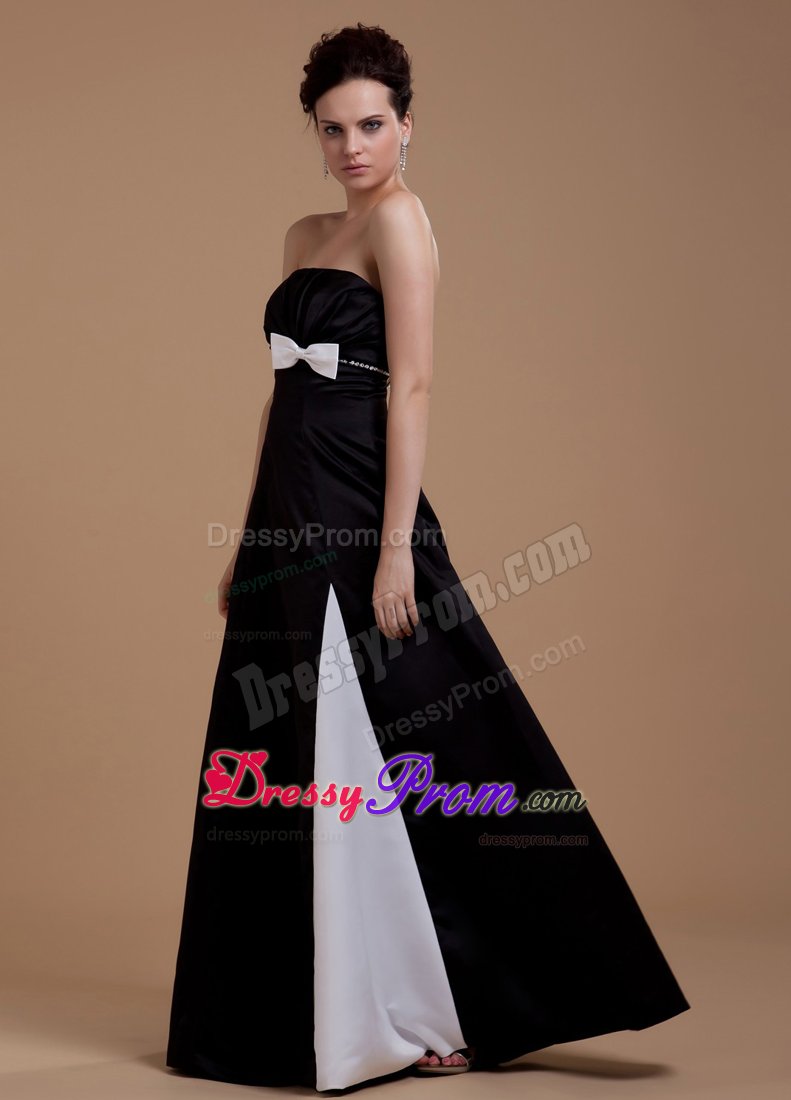 Black Floor Length Prom Celebrity Dress with Bowknot and Ruches
