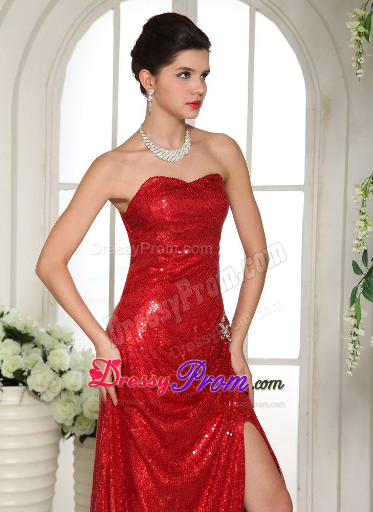 Beaded Wine Red High Slit Prom Holiday Dress Sequins Over Skirt