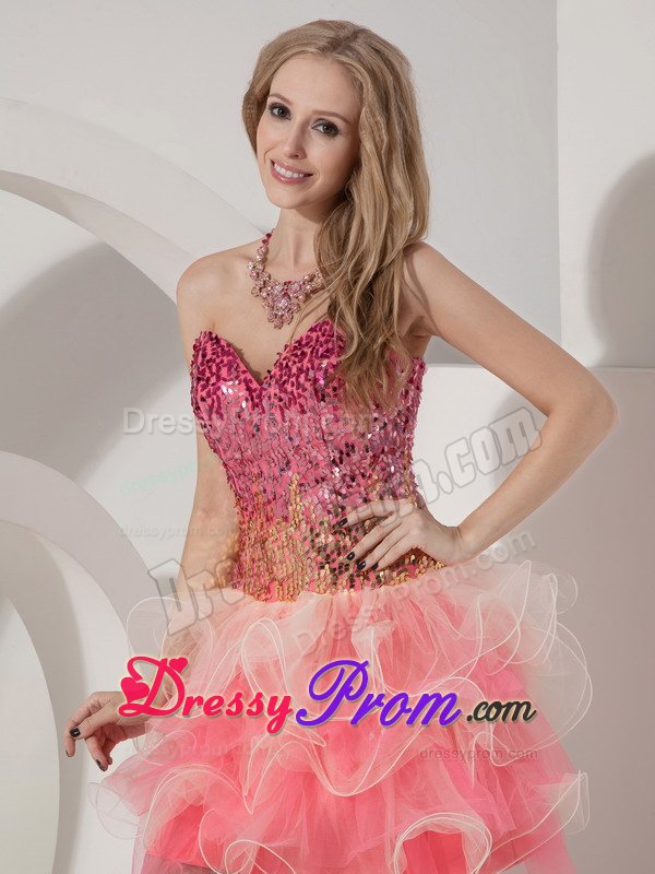 Sequined Bodice Colorful Sweetheart Mini Prom Holiday Dresses