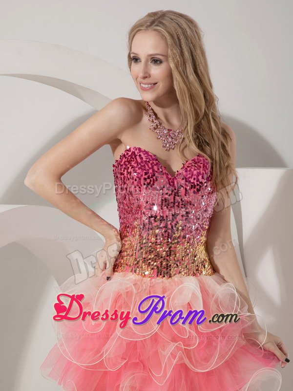 Sequined Bodice Colorful Sweetheart Mini Prom Holiday Dresses