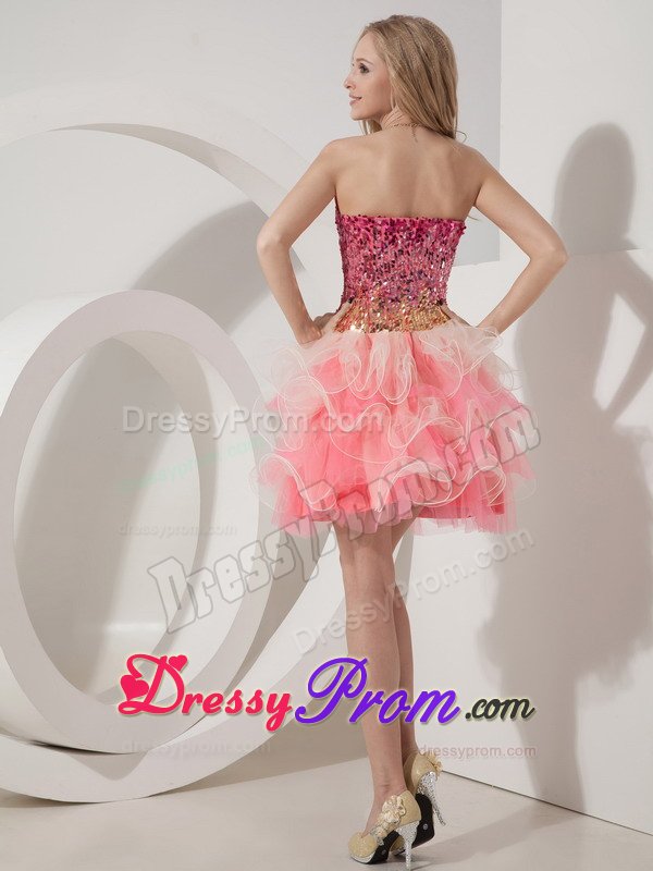 Sequined Bodice Colorful Sweetheart Mini Prom Holiday Dresses