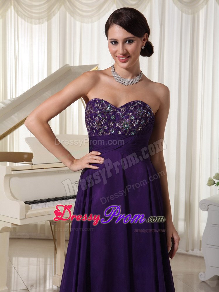 Chatsworth CA Beaded Sweetheart Prom Formal Dress in Dark Purple