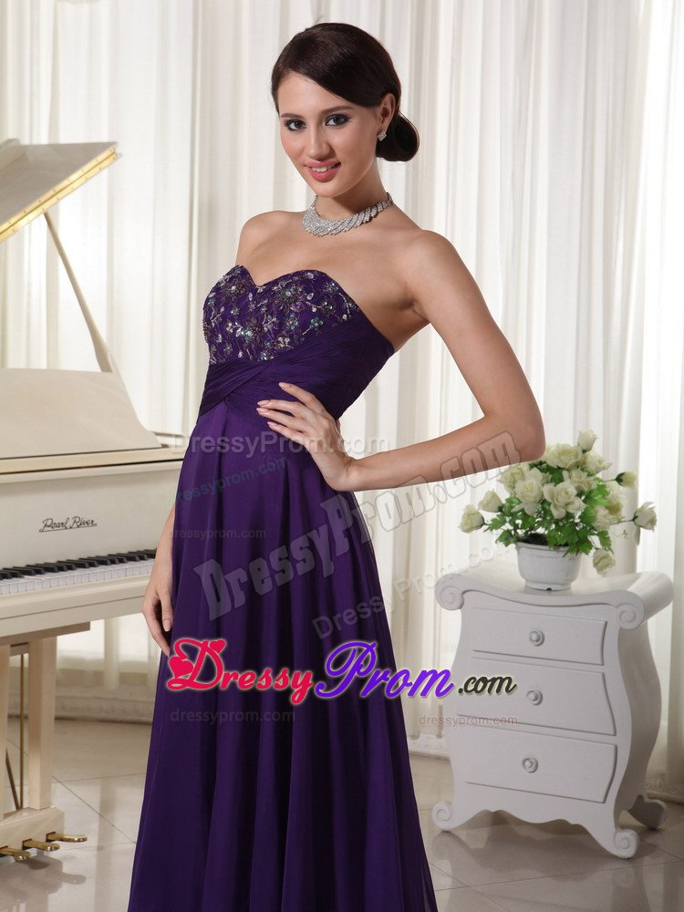 Chatsworth CA Beaded Sweetheart Prom Formal Dress in Dark Purple